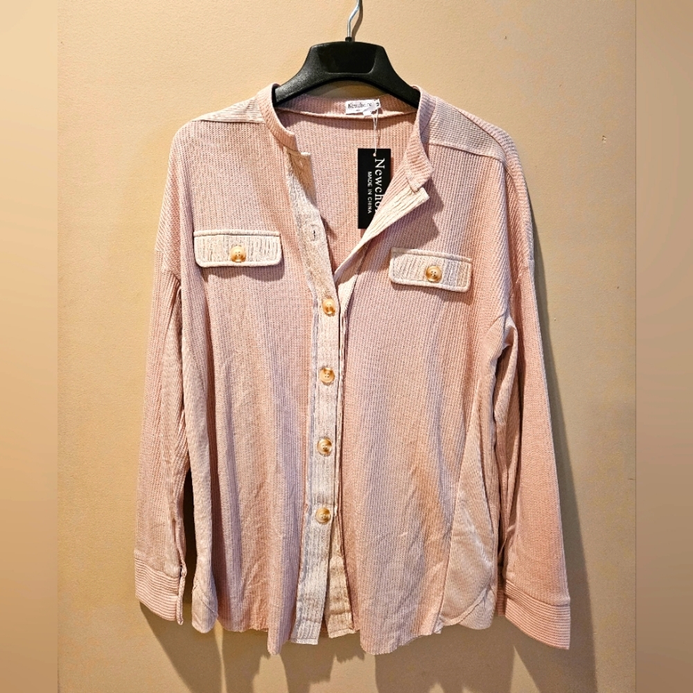 Newchoice Shirt, size M, Tan/Light Pink